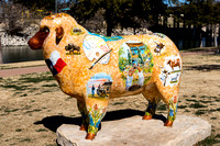 Painted sheep statues